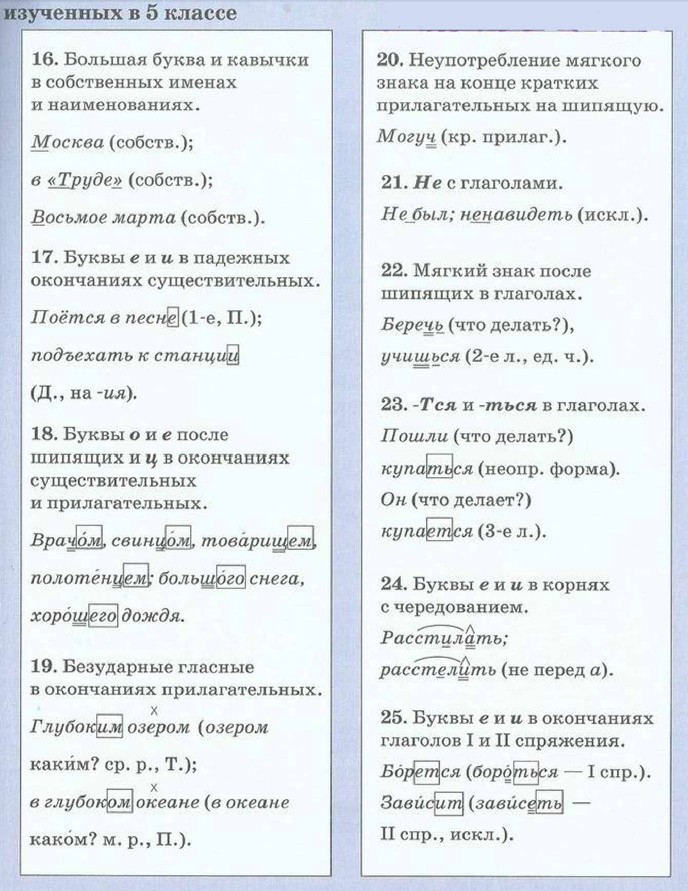 Все правила про орфограммы по русскому за 7 класс